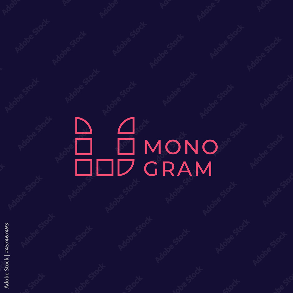 Simple and minimalist lines and plaid letter U monogram initial logo