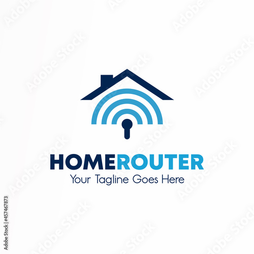Simple and unique Roof house with wifi signal and hole key Image graphic icon logo design abstract concept vector stock. Can be used as a symbol related to tech or property