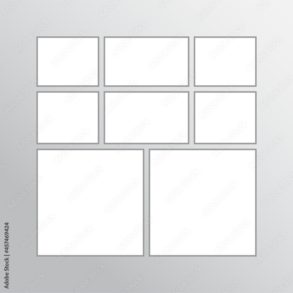 Vector empty collage board eight images, photo Vector empty collage board eight images, photo