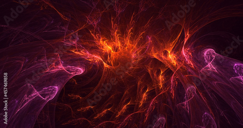 3D rendering abstract colorful fractal light background