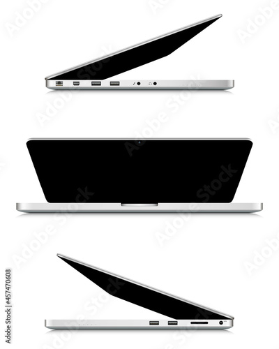 Laptop opened and closed lid screen