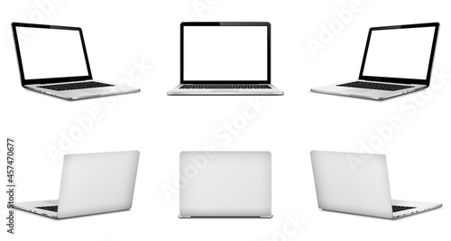 Realistic laptop front and back photo