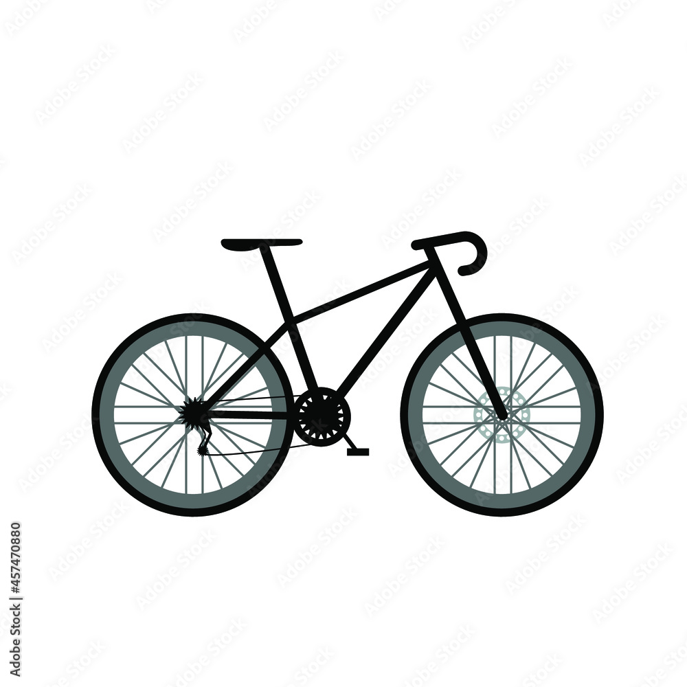 Bicycle with a trunk for travel and city trips. Bike for travel. Hobby. Flat style Vector Illustration isolated on white Background.