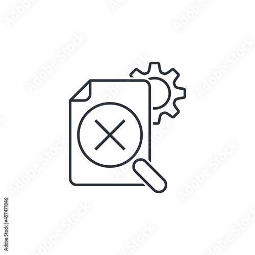 Invalid document. Incorrect format, paperwork. Vector linear icon isolated on white background.