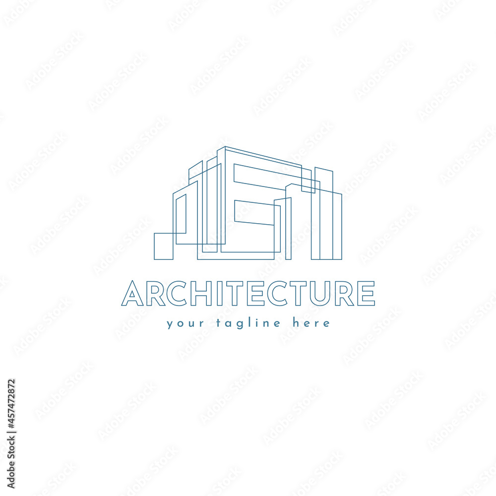 Minimalist Architect building house logo, architectural and construction design vector, skyscraper city building line art logo design vector graphic