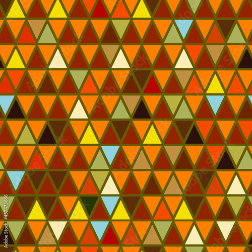 Seamless autumn pattern with abstract shapes in orange, yellow and beige colors