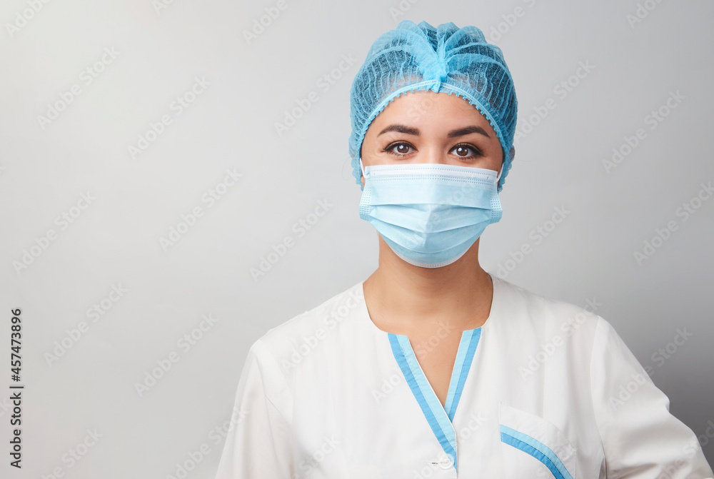 Portrait of young asian doctor in medical mask Portrait of young asian doctor in medical mask