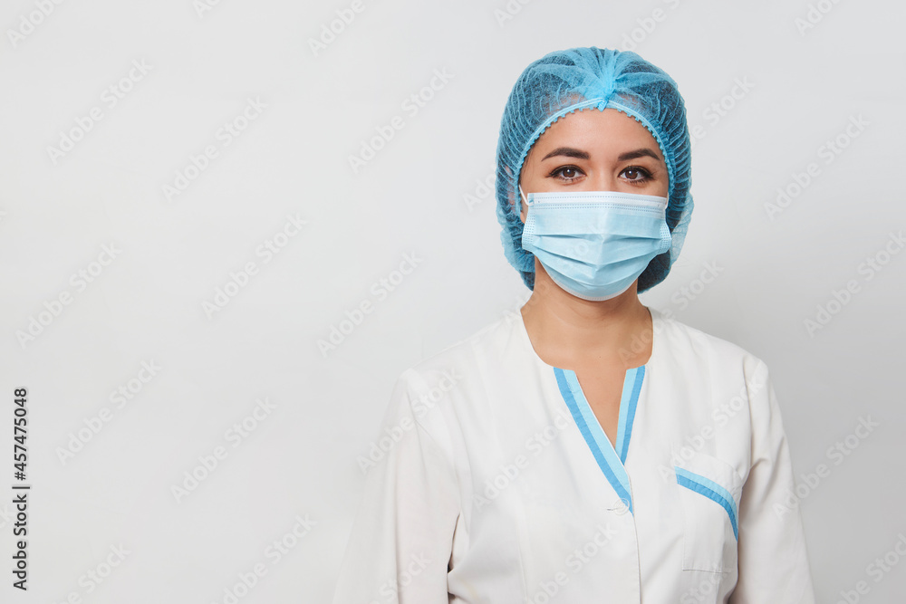 Portrait of young asian doctor in medical mask Portrait of young asian doctor in medical mask