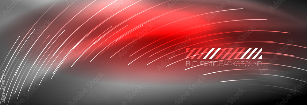 Neon glowing lines, magic energy and light motion background. Vector wallpaper template Neon glowing lines, magic energy and light motion background. Vector wallpaper template