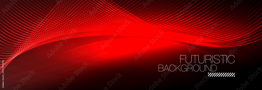Abstract neon glowing light in the dark with waves. Shiny magic energy and motion concept, vector abstract wallpaper background Abstract neon glowing light in the dark with waves. Shiny magic energy and motion concept, vector abstract wallpaper background
