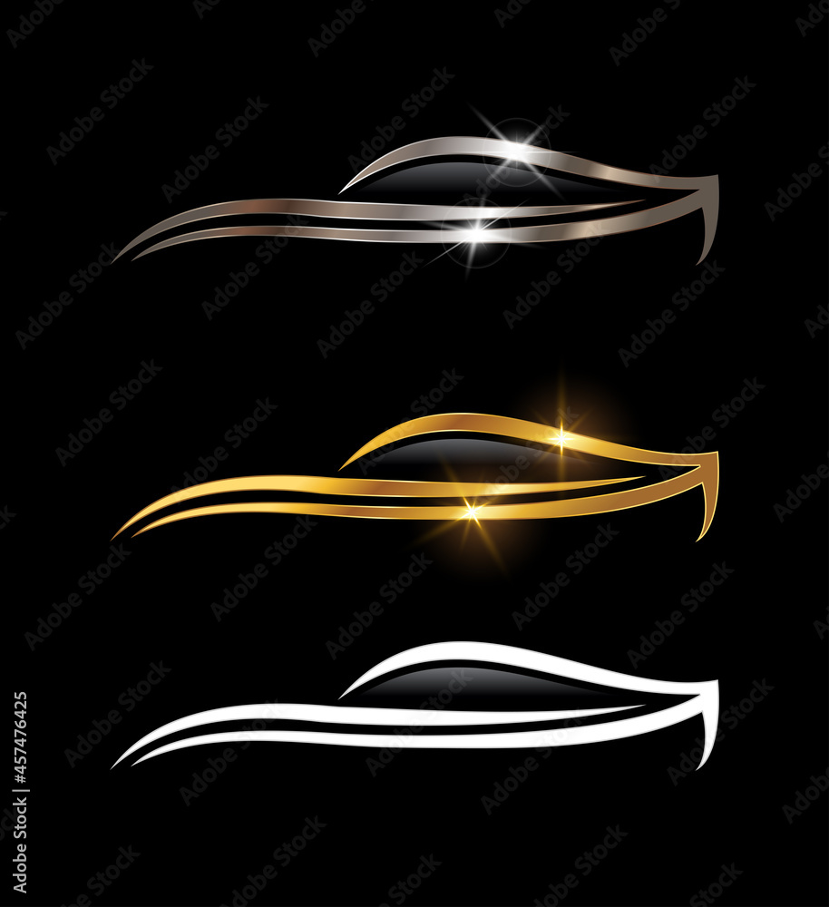 Chrome and Gold Car Vector Sign Chrome and Gold Car Vector Sign