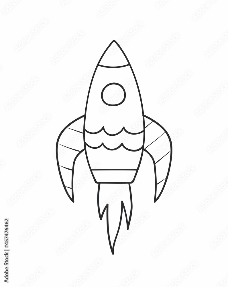 Rocket isolated on white background hand drawn illustration. Doodle sketch style. Rocket isolated on white background hand drawn illustration. Doodle sketch style.