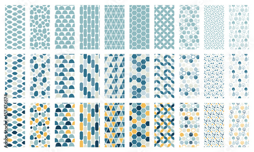 カラフルな北欧風アブストラクトシームレスパターン　セット