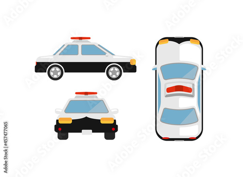 Japanese police car vector illustration set