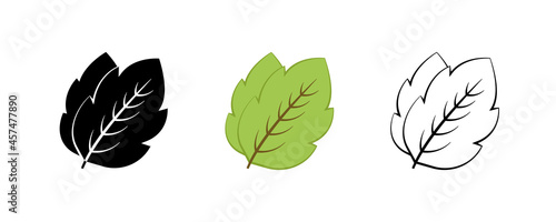 Vector icon set of tree, branches and thick leaves. Contains Symbols Like Plant, Leaf. Editable Stroke. Silhouette, colored and linear icon set.
