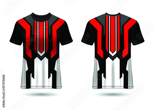 T-Shirt Sport Design. Racing jersey for club. uniform front and back view.