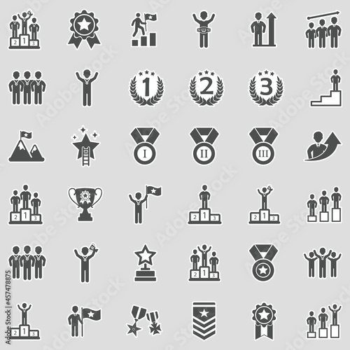 Ranking And Achievement Icons. Sticker Design. Vector Illustration.