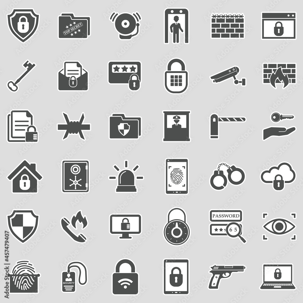 Security Icons. Sticker Design. Vector Illustration.