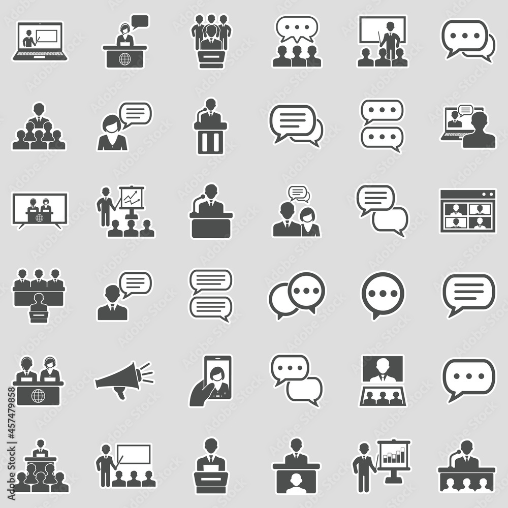 Speech Icons. Sticker Design. Vector Illustration. Speech Icons. Sticker Design. Vector Illustration.