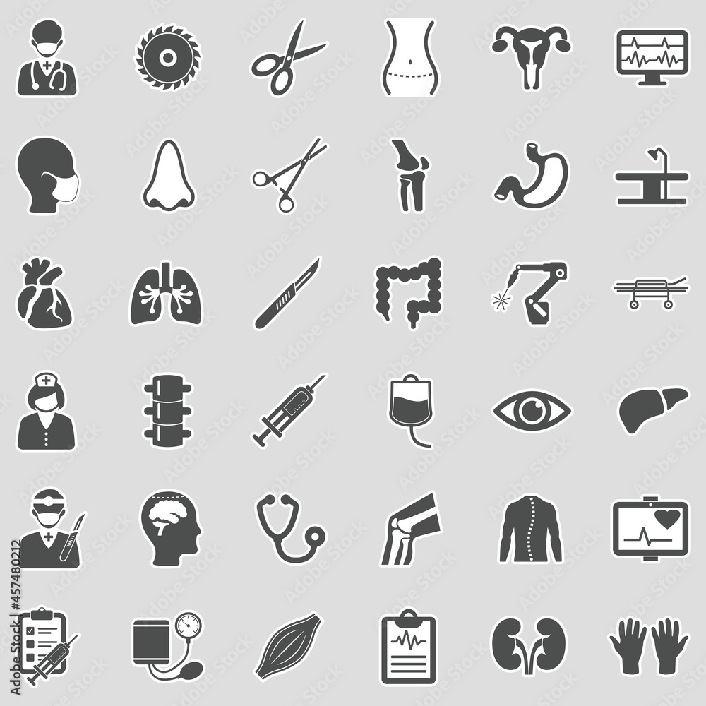 Fototapeta premium Surgery Icons. Sticker Design. Vector Illustration.