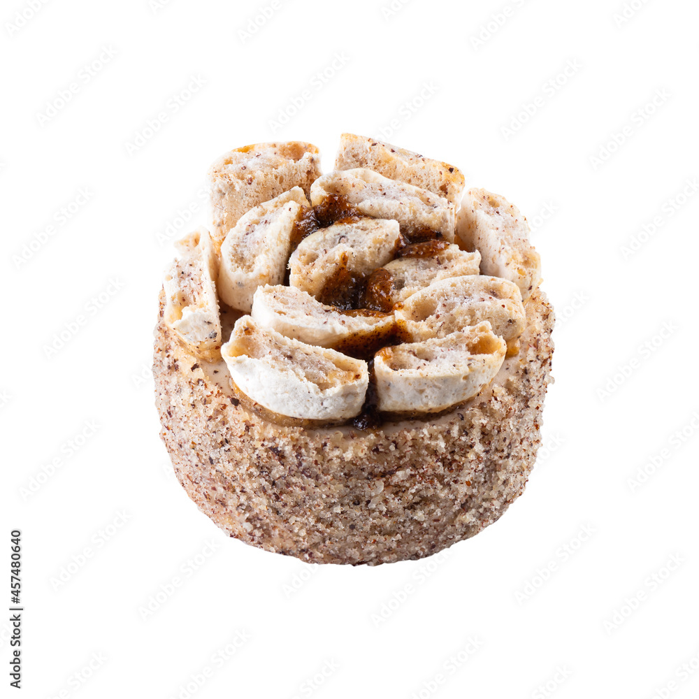 Delicious brownie with nuts isolated on white background. Delicious brownie with nuts isolated on white background.