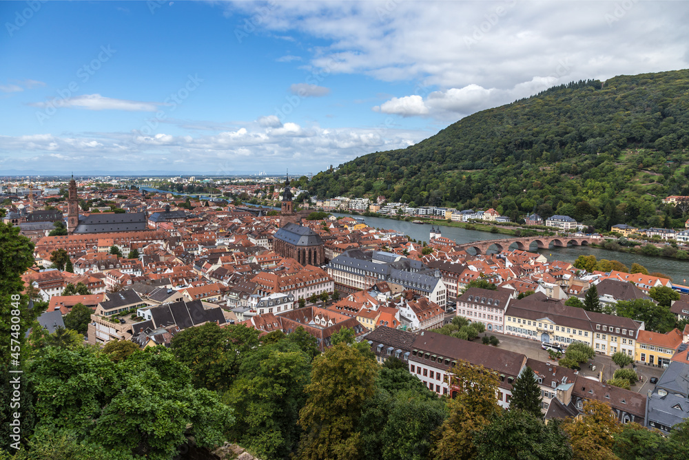 Heidelberg, Germany. Top view of the historic center