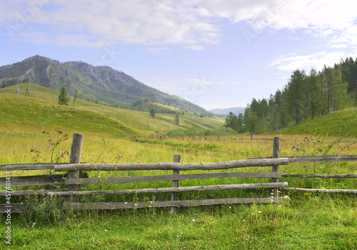 Pasture fence in the Altai Mountains