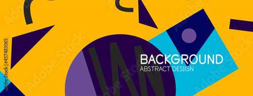 Abstract background. Blocks, lines, triangles, circles composition. Techno or business concept for wallpaper, banner, background, landing page
