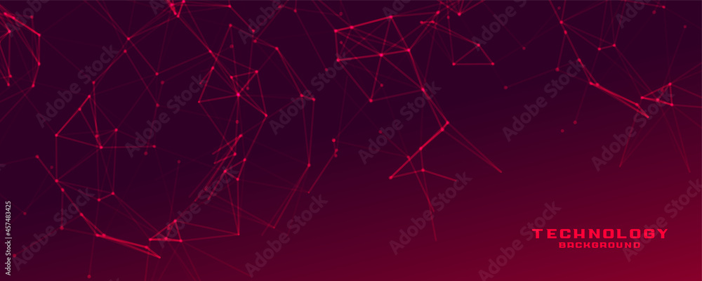 red banner with network wire mesh
