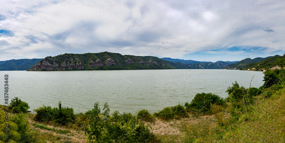 The Danube River with the big boilers between Romania and Serbia
