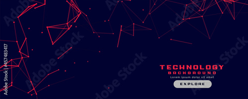 technology banner with red network lines mesh