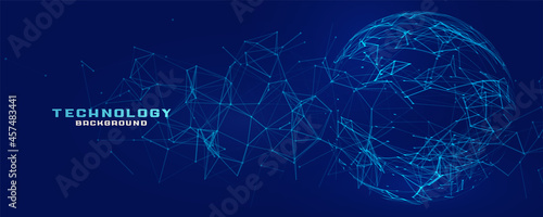 digital network mesh sphere technology banner