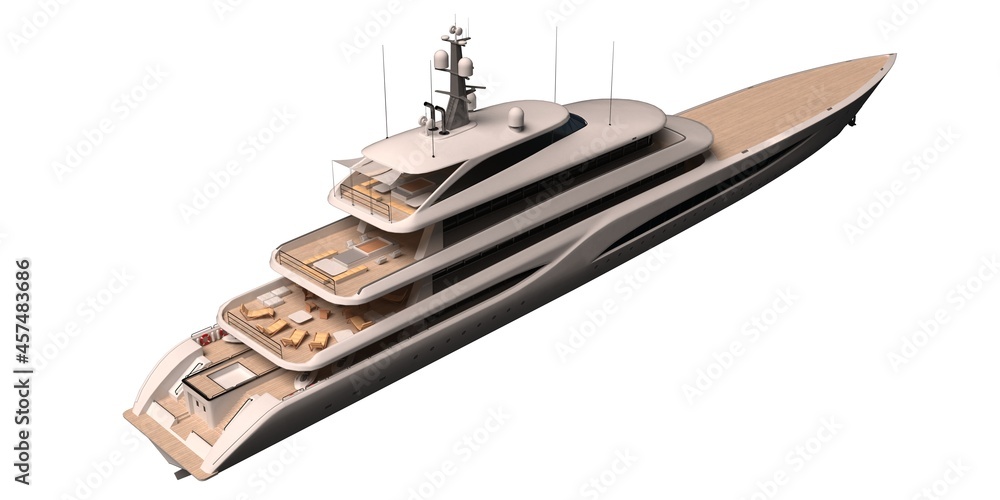 Modern yacht isolated on white background 3d illustration