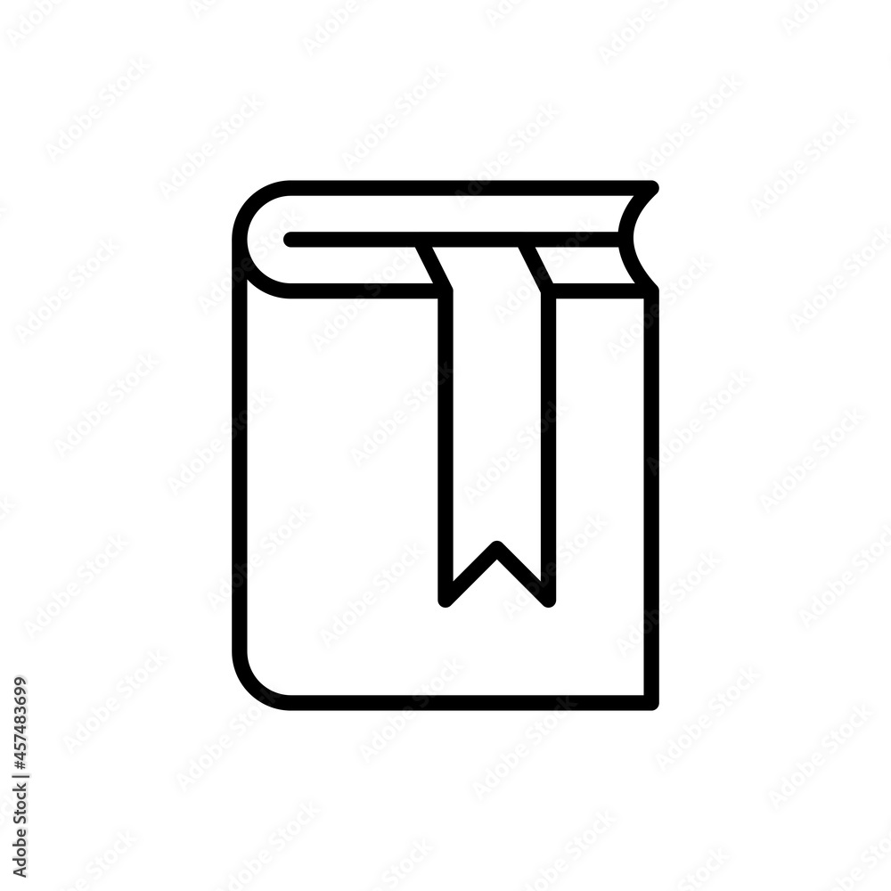 Book with bookmark thin line icon. Modern vector illustration for bookstore logo. Book with bookmark thin line icon. Modern vector illustration for bookstore logo.
