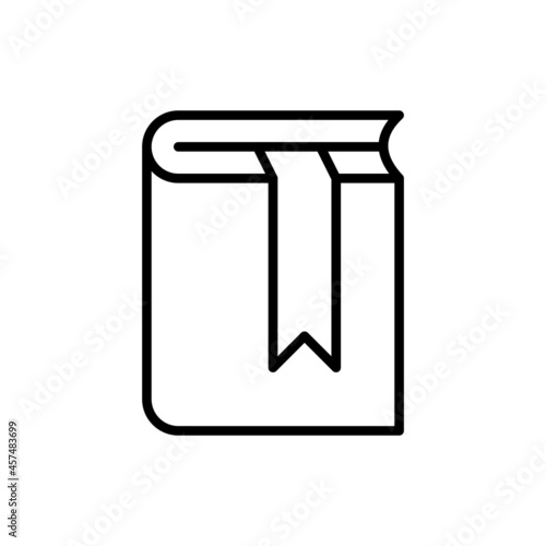 Book with bookmark thin line icon. Modern vector illustration for bookstore logo.