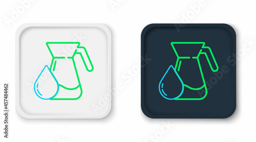 Line Jug glass with water icon isolated on white background. Kettle for water. Glass decanter with drinking water. Colorful outline concept. Vector