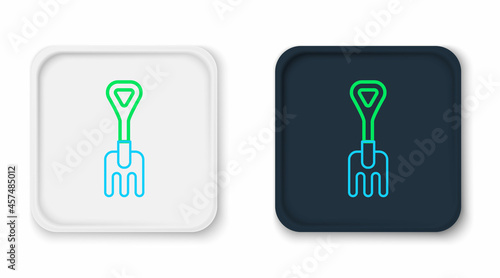 Line Garden rake icon isolated on white background. Tool for horticulture, agriculture, farming. Ground cultivator. Colorful outline concept. Vector
