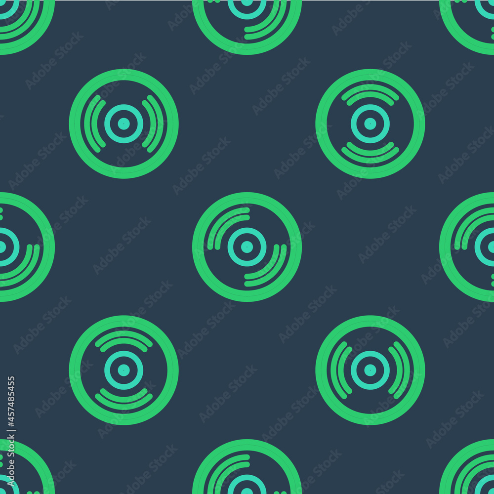Line Vinyl disk icon isolated seamless pattern on blue background. Vector Line Vinyl disk icon isolated seamless pattern on blue background. Vector