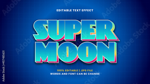 Super moon editable text effect in modern 3d style