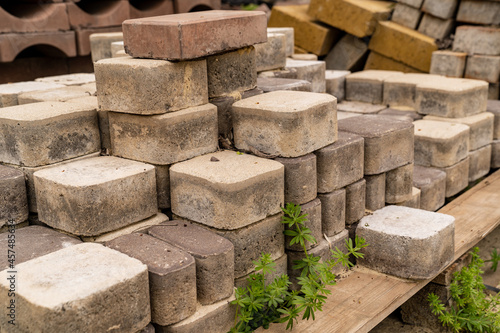 folded stones for paving stones. material for road construction.