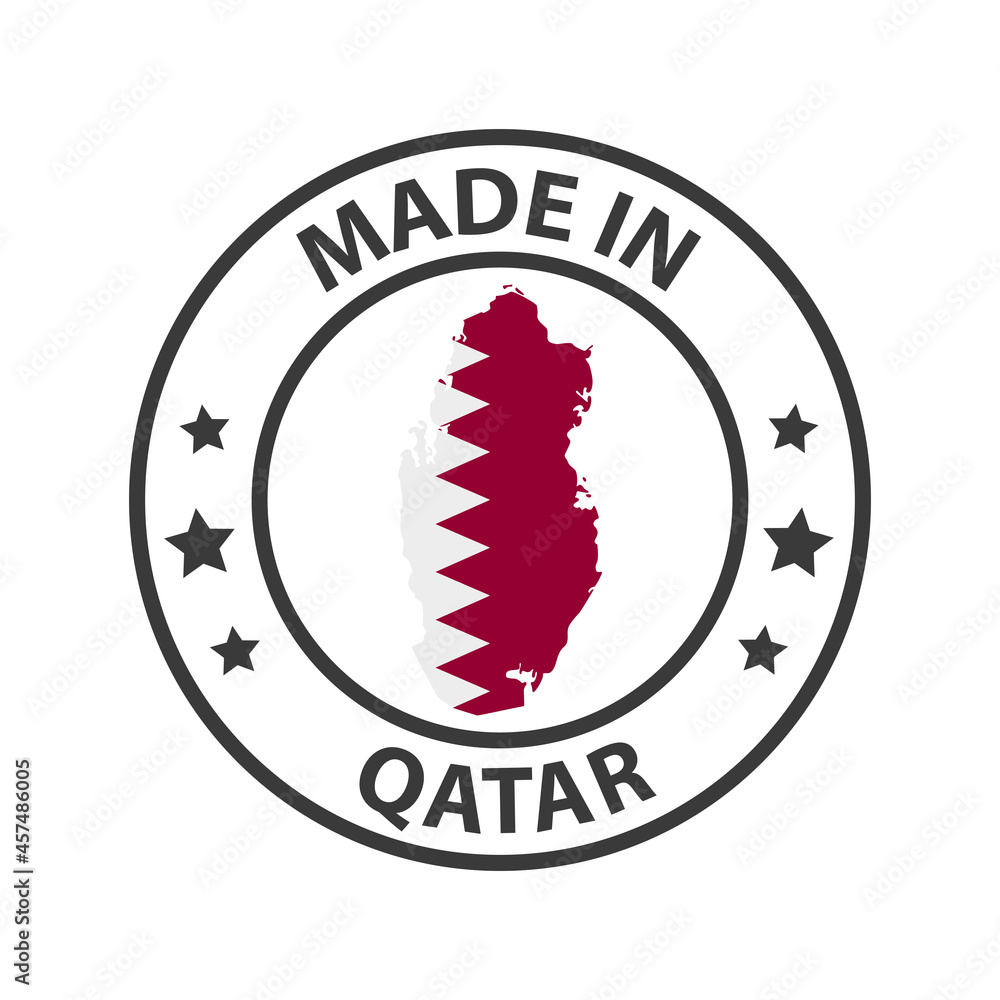 Made in Qatar icon. Stamp sticker. Vector illustration Made in Qatar icon. Stamp sticker. Vector illustration
