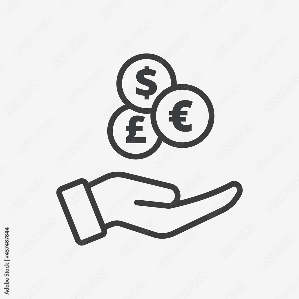 Coins Money in Hand Flat Vector Icon Coins Money in Hand Flat Vector Icon