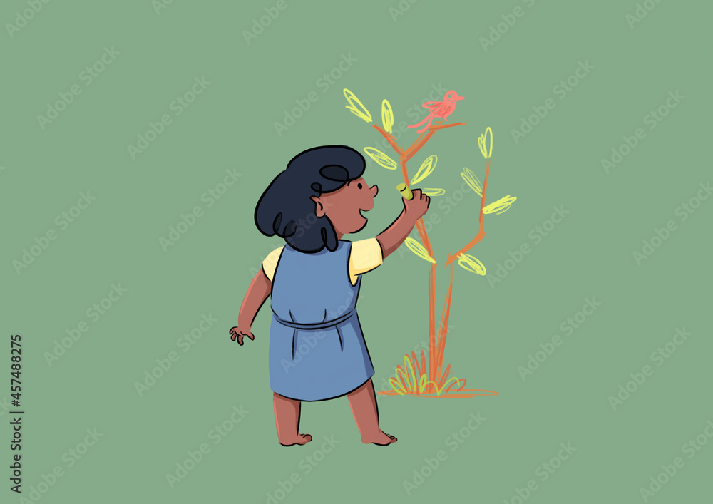 girl drawing a tree on a wall girl drawing a tree on a wall
