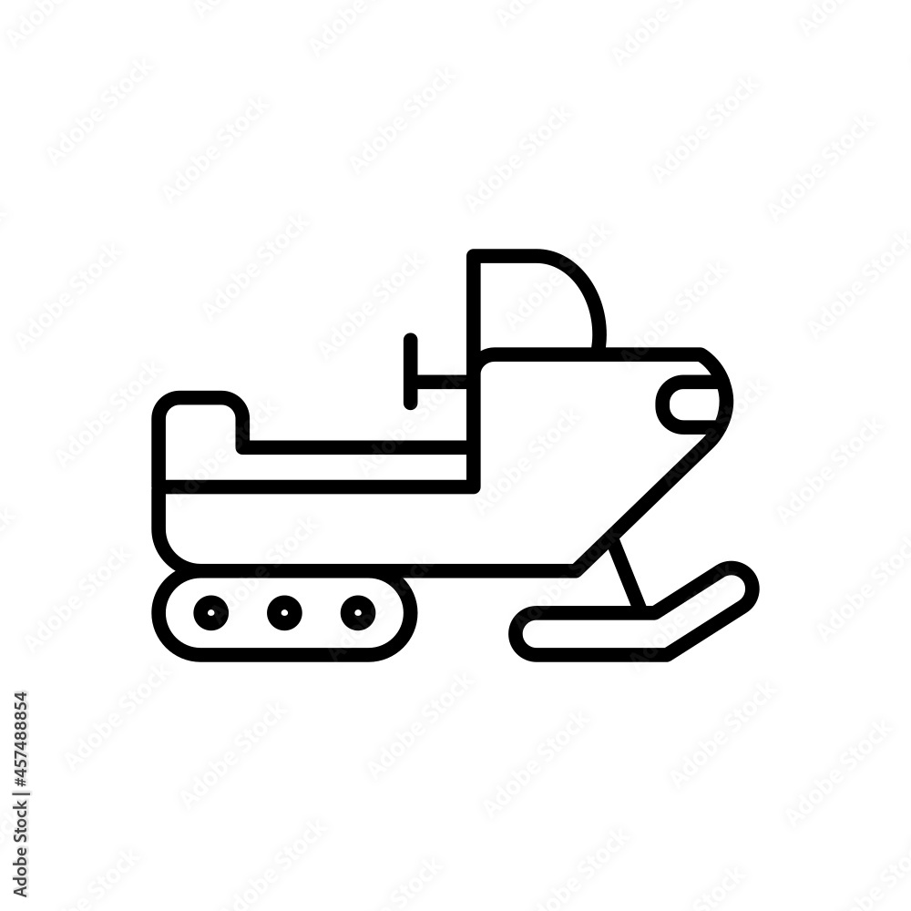 Vector illustration of line icon design. Snowmobile icon. Suitable for use in applications, websites, social media, brochures, etc Vector illustration of line icon design. Snowmobile icon. Suitable for use in applications, websites, social media, brochures, etc