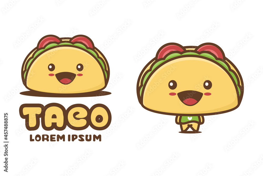 cute taco mascot, vegetable cartoon illustration cute taco mascot, vegetable cartoon illustration