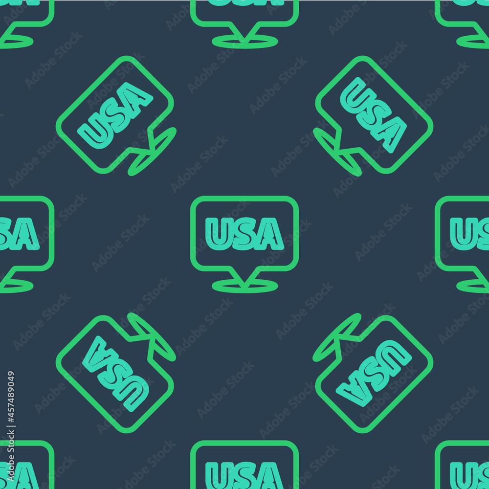 Line USA Independence day icon isolated seamless pattern on blue background. 4th of July. United States of America country. Vector Line USA Independence day icon isolated seamless pattern on blue background. 4th of July. United States of America country. Vector