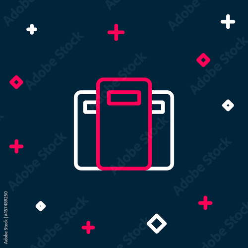 Line Police assault shield icon isolated on blue background. Colorful outline concept. Vector