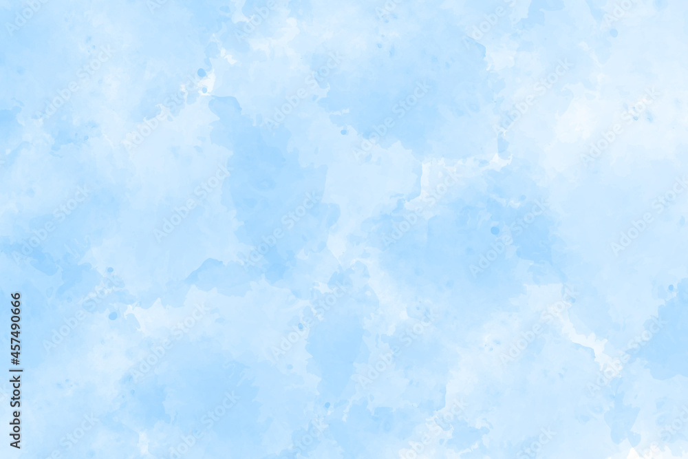 Abstract light blue cloudy watercolor background for your design.