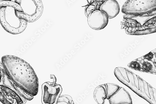 Blank junk food frame design vector