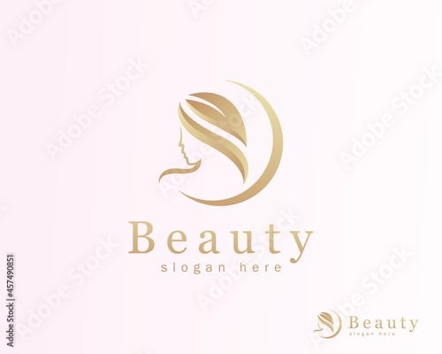 pure beauty logo creative salon women massage business emblem nature leave